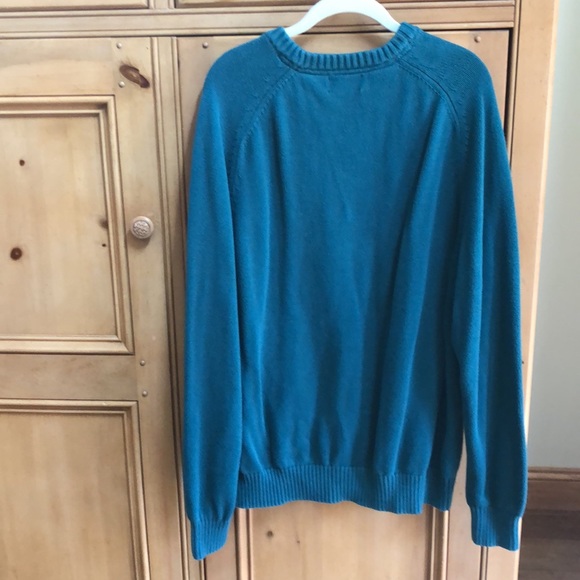 Mens Lands End XXL Drifter Sweater Crewneck Cotton Teal Blue - Picture 4 of 5